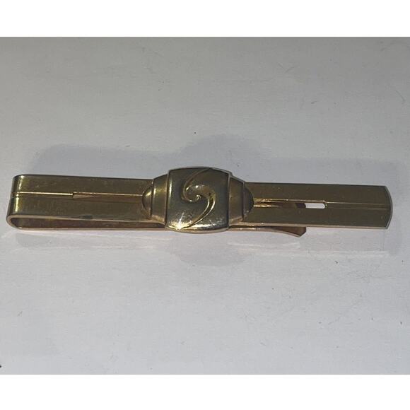 Vintage ANSON Tie Bar Clip Gold-Tone - Art Deco -3" - Picture 1 of 10